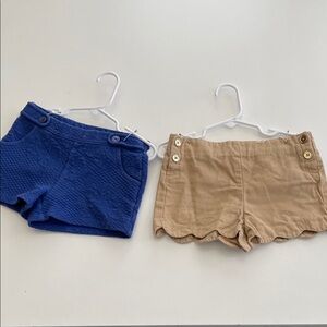 Jamie and Jack Kids Scalloped Hem Shorts - Blue and Tan
